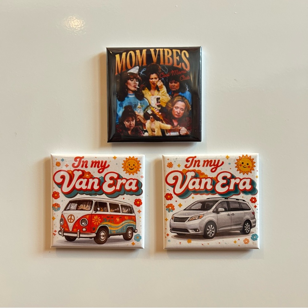 Set of 3 Custom Handmade 2x2” Square Magnets